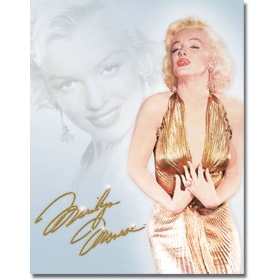 Enseigne Marilyn Monroe en métal  / Robe Dorée